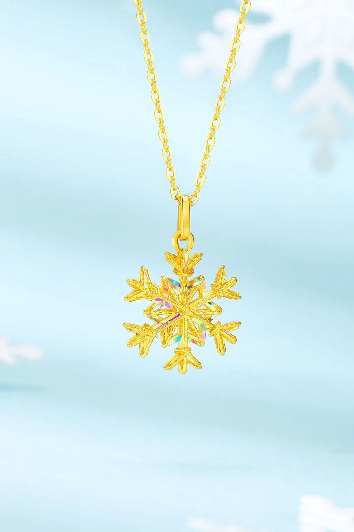 Chow Tai Seng/周大生【25年圣诞新款】足金炫彩雪花吊坠送女友