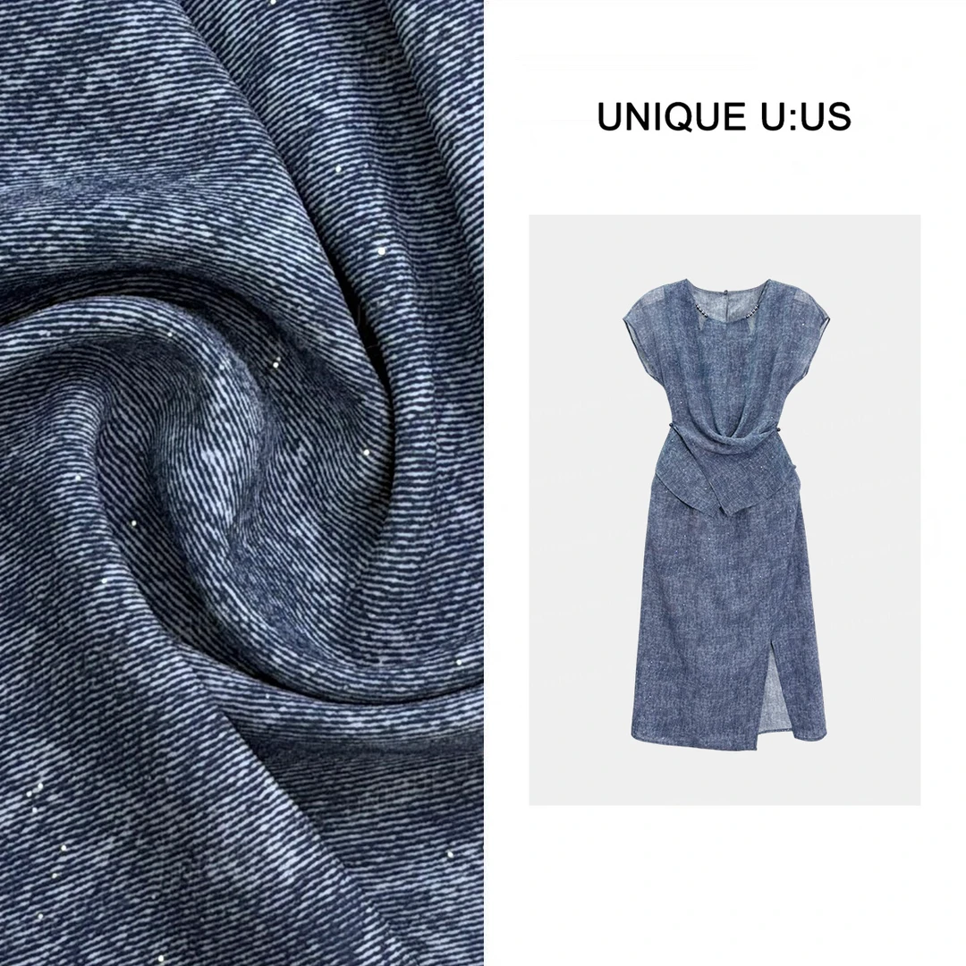 【TangTang·Studio】蓝调星空时尚显瘦收腰气质连衣裙-252988