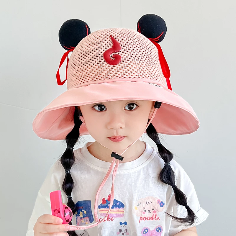 儿童帽子夏季渔夫帽遮阳帽小孩大檐防晒宝宝哪吒太阳帽凉帽网帽