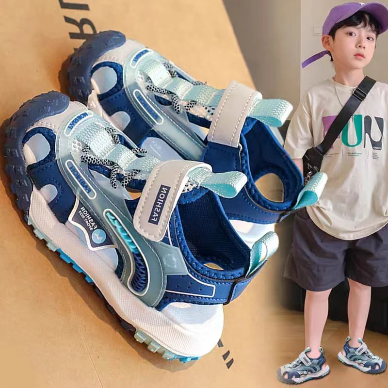 ABC儿童凉鞋新款夏季童鞋男孩包头运动凉拖中大童防滑透气沙滩鞋