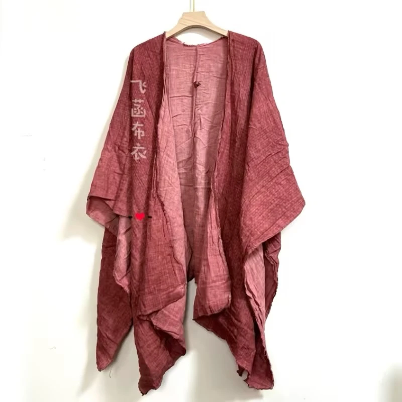 复古炒色不规则休闲麻披肩