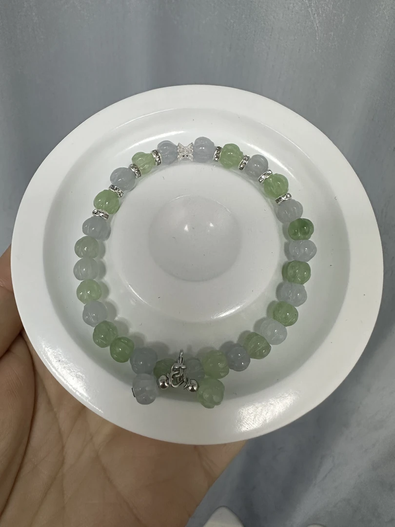天然翡翠莲花手链