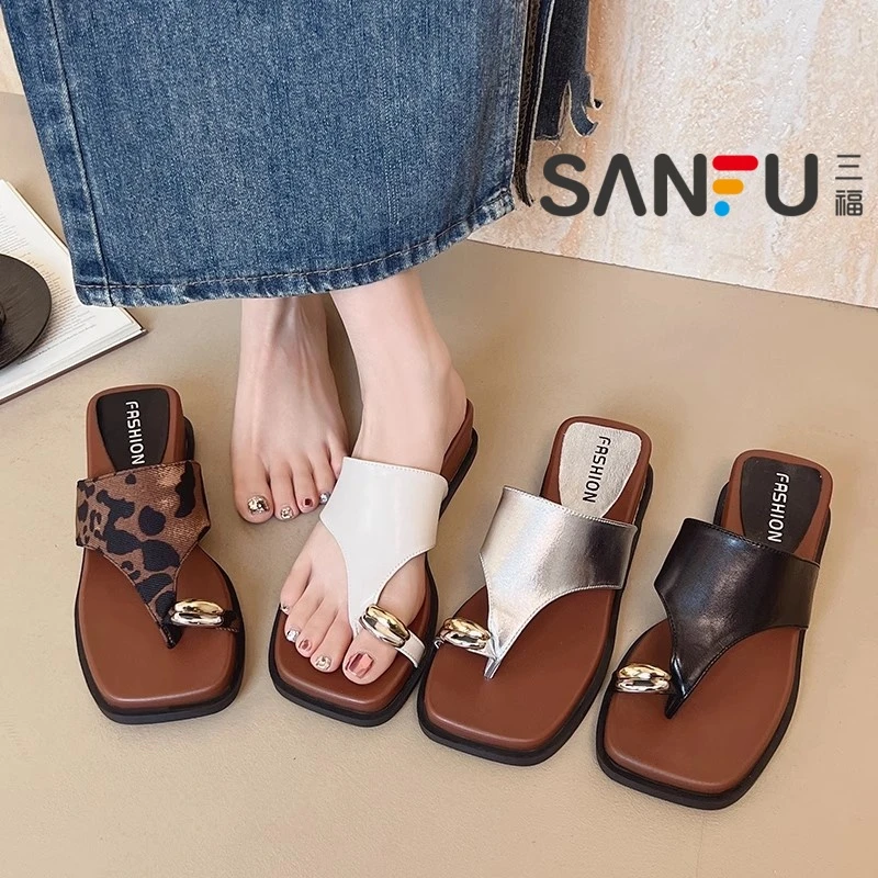 三福厚底增高坡跟套趾凉拖鞋女夏季外穿2025新款配裙子凉鞋人字拖