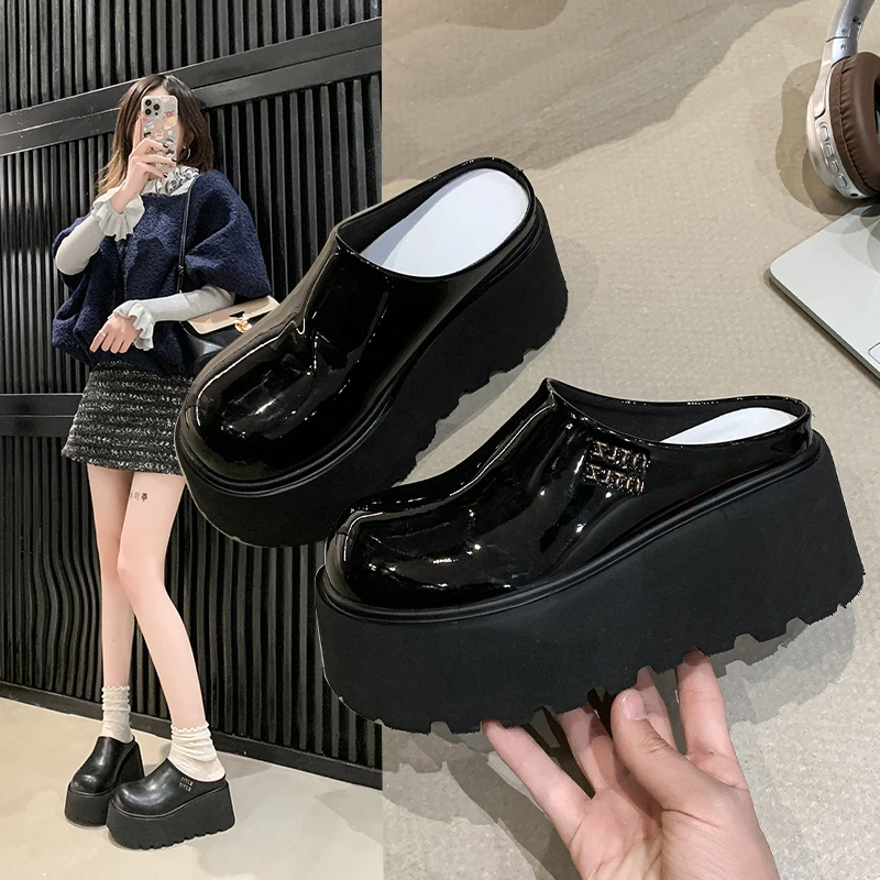 厚底包头拖鞋女2025春季新款百搭一脚蹬高级感配裙子小个子半拖鞋