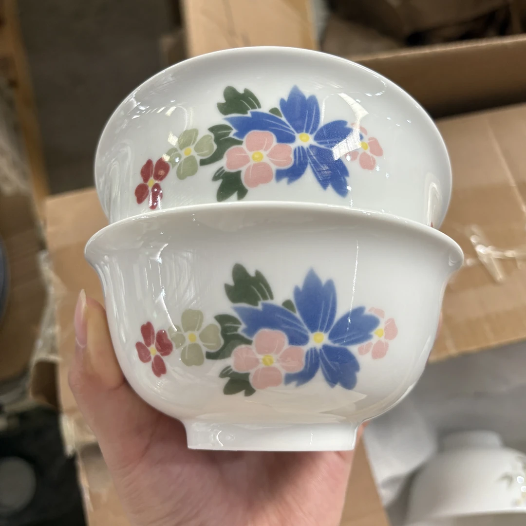 景德镇陶瓷餐具妈妈花米饭碗2只