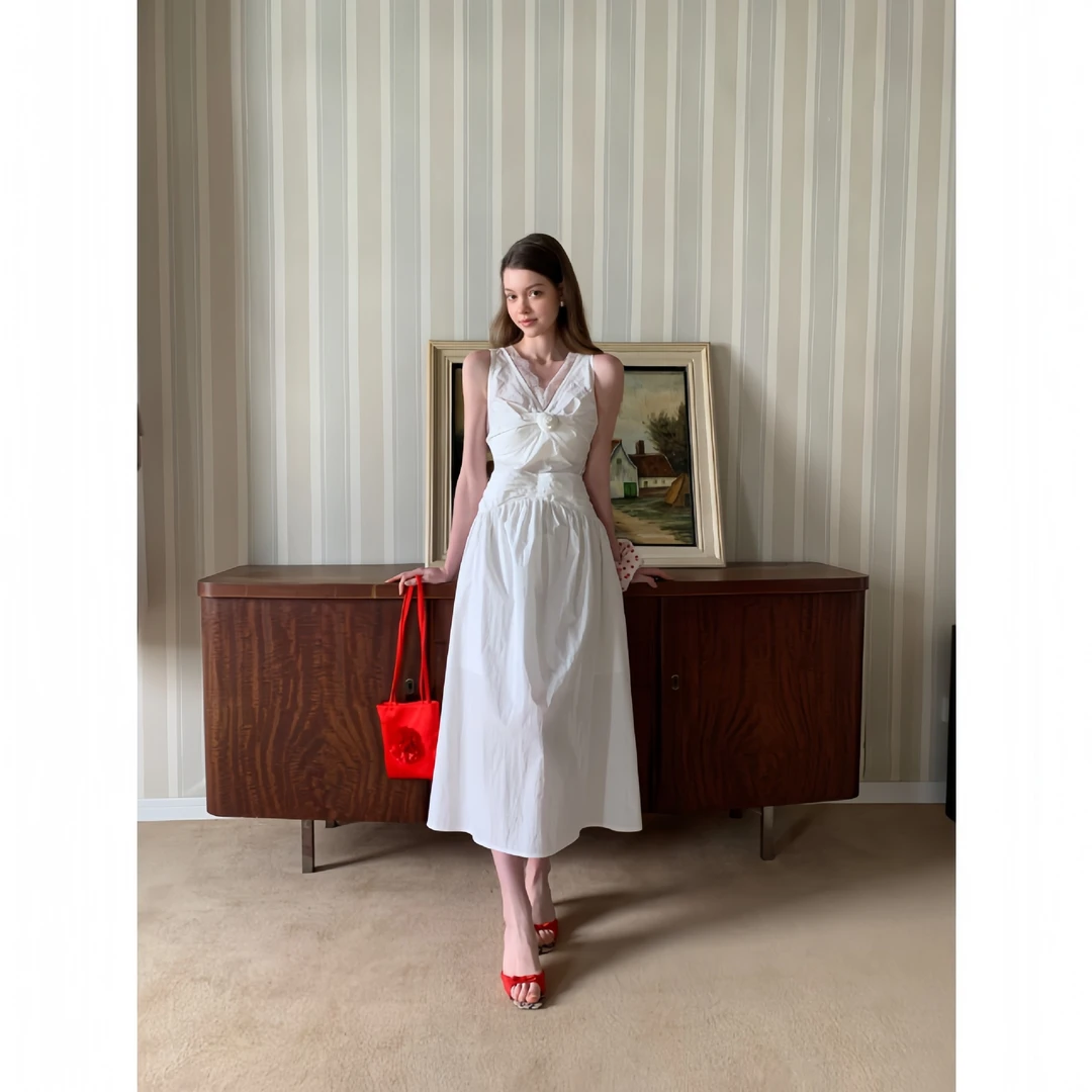 诠释美 NEWOPEN 2025早春法式性感宽松无袖背心连衣裙女C3253