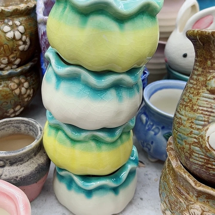 多肉绿植陶瓷花盆9.9包邮，有孔