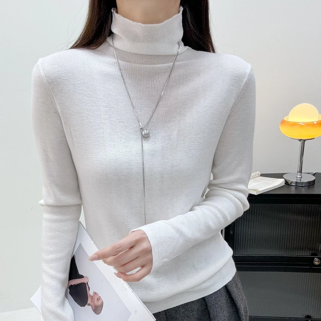 161#秋冬长袖针织衫堆堆领套头19