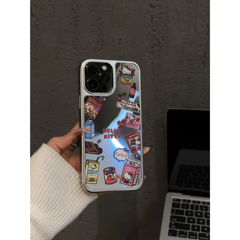 适用苹果16pro电镀相框镜面手机壳iphone15华为防摔小米ins零食铺