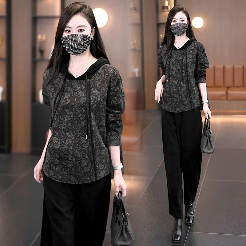 【女神新衣】2025秋季新款宽松休闲时尚洋气显瘦气质拼接套装