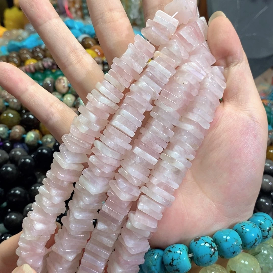 玛瑙/玉髓未镶嵌珠宝半成品粉晶隔片短款卡12*12mm