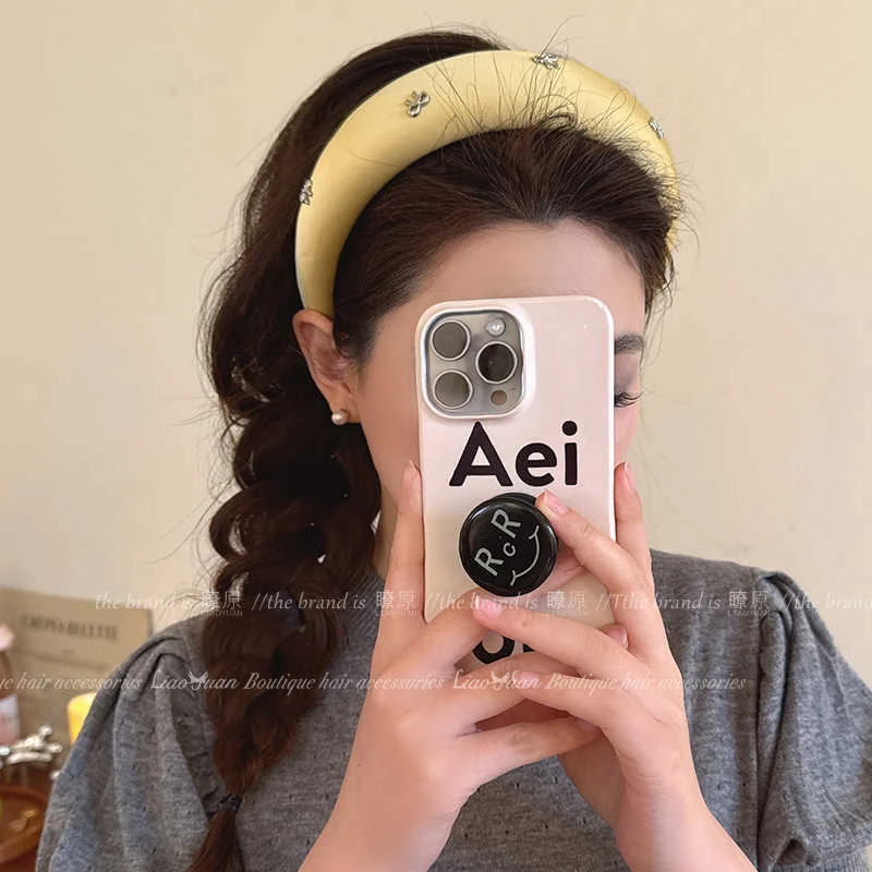 显白芝士黄~韩国气质小蝴蝶结发卡发箍女2025新款高级感头箍宽边