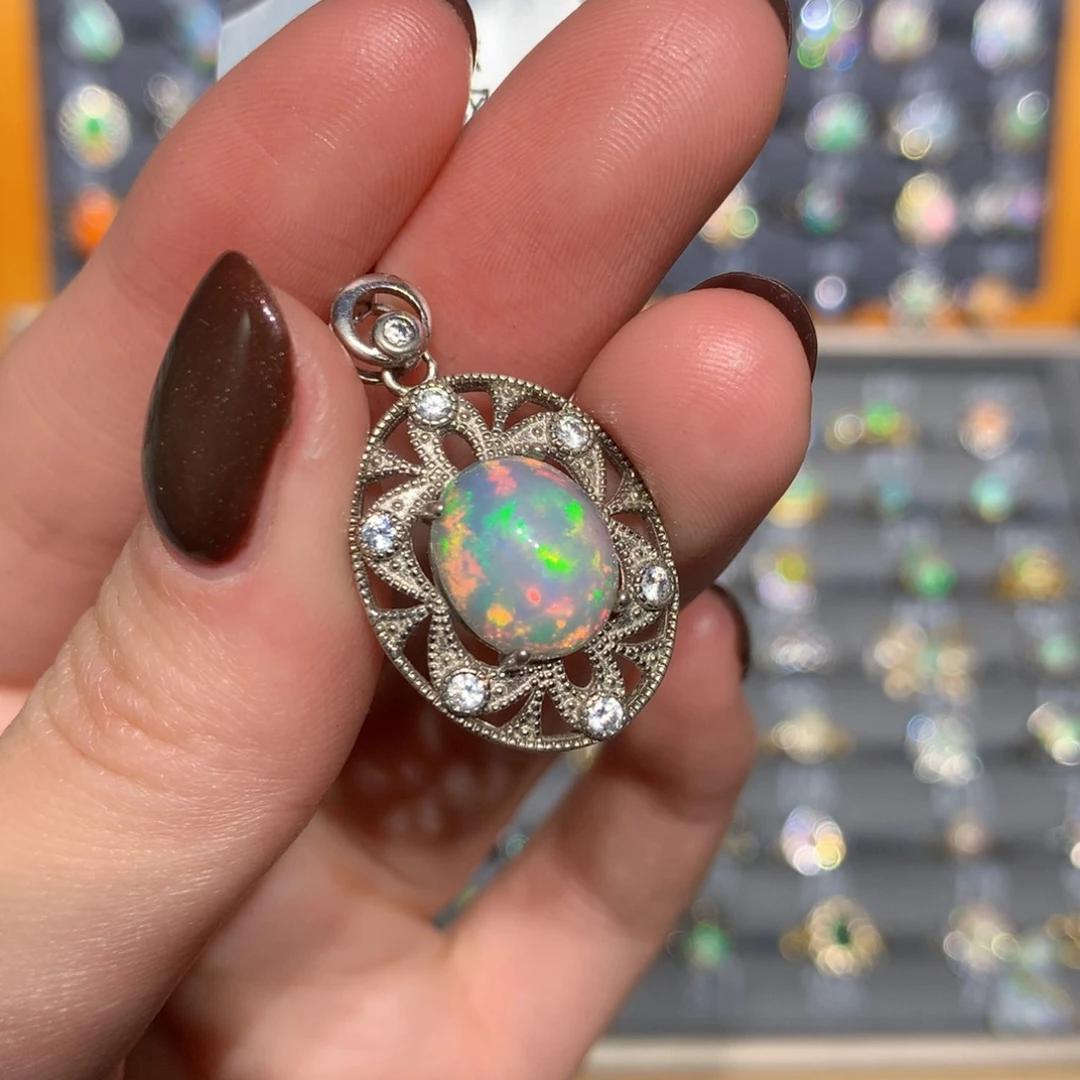 银S925镶嵌欧泊吊坠t