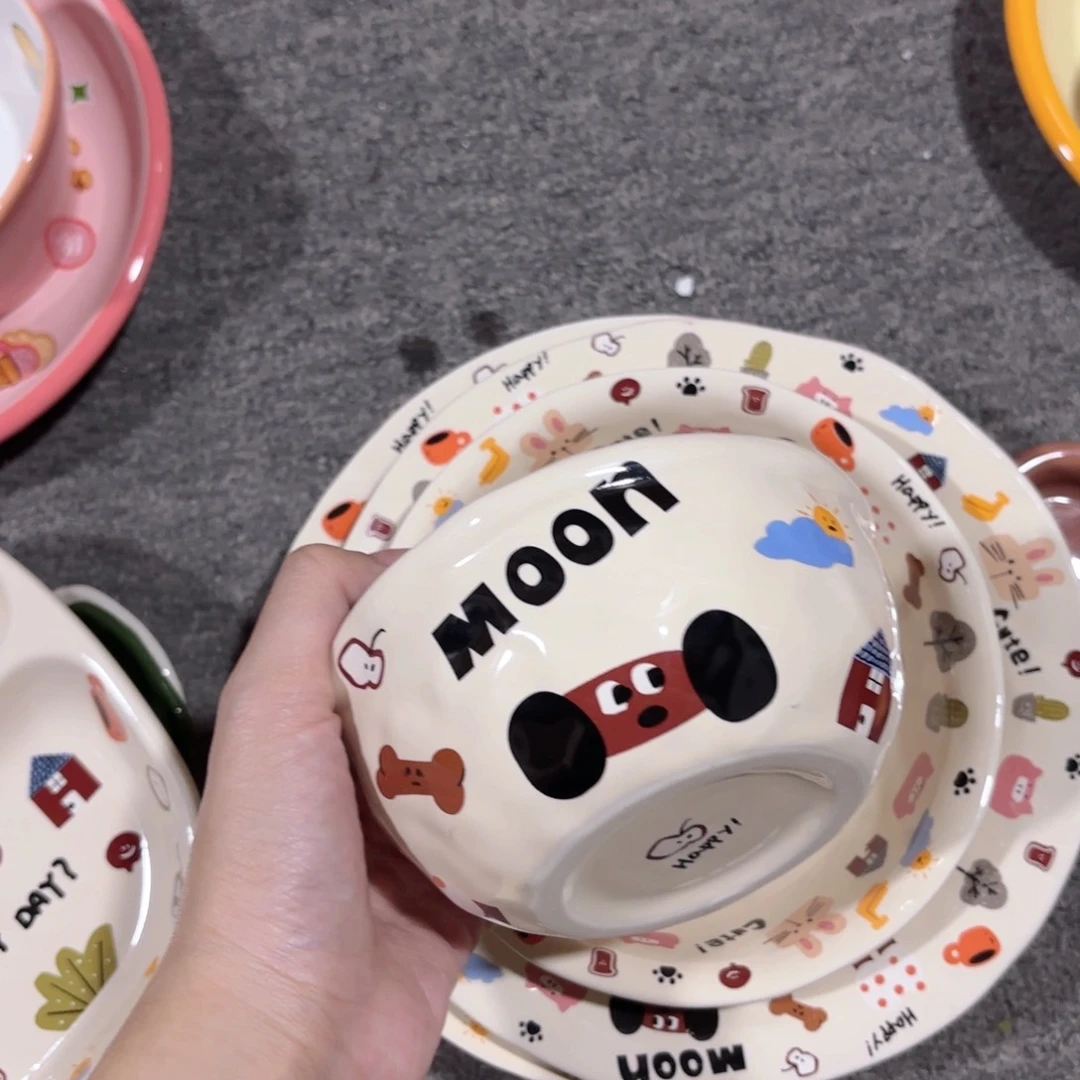 陶月亮小狗五件套 米饭碗两个➕酸奶碗 ➕两个不同盘子