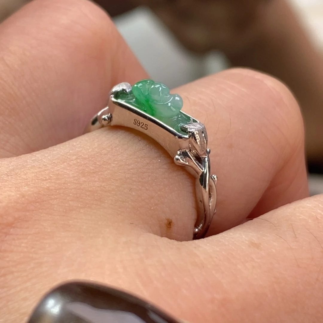 颈饰银S925镶嵌翡翠净货14095