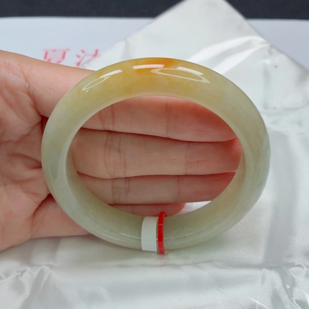 段****翡翠手镯未镶嵌老坑鸡油黄一口糖018