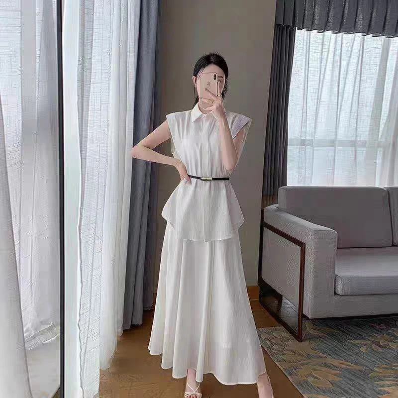 2025新款休闲套装裙气质高级感衬衫上衣半身裙子两件套夏-149