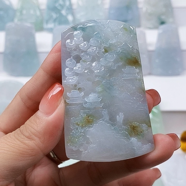翡翠未镶嵌颈饰翡翠山水
