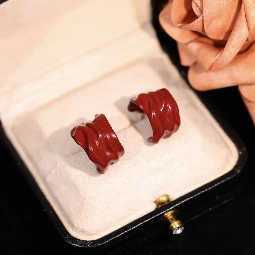 铜合金耳饰 【红缠】轻奢时尚气质百搭高级小众设计感耳饰RH1041