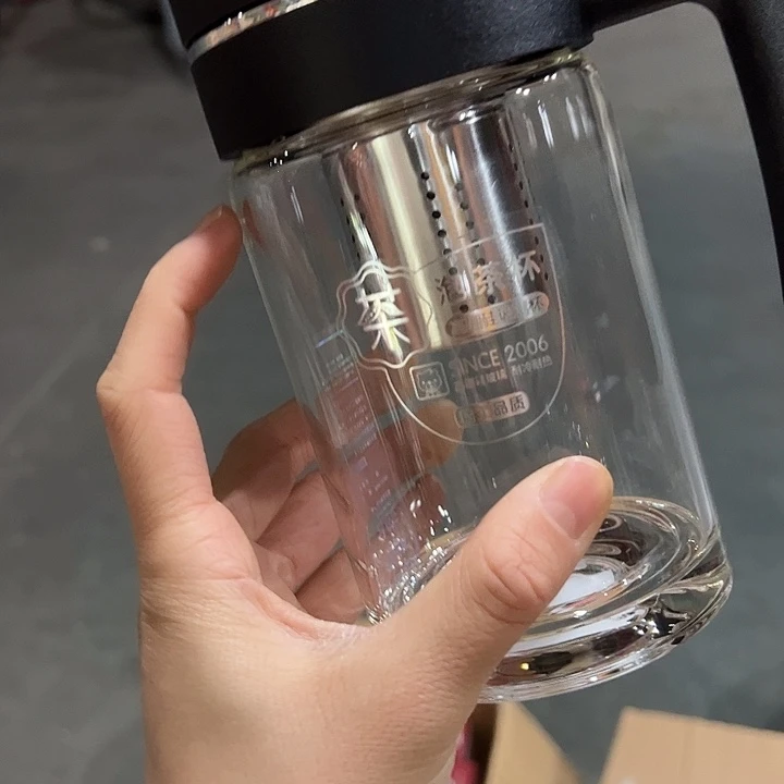 水晶贵族玻璃杯茶水分离杯黑色551-8