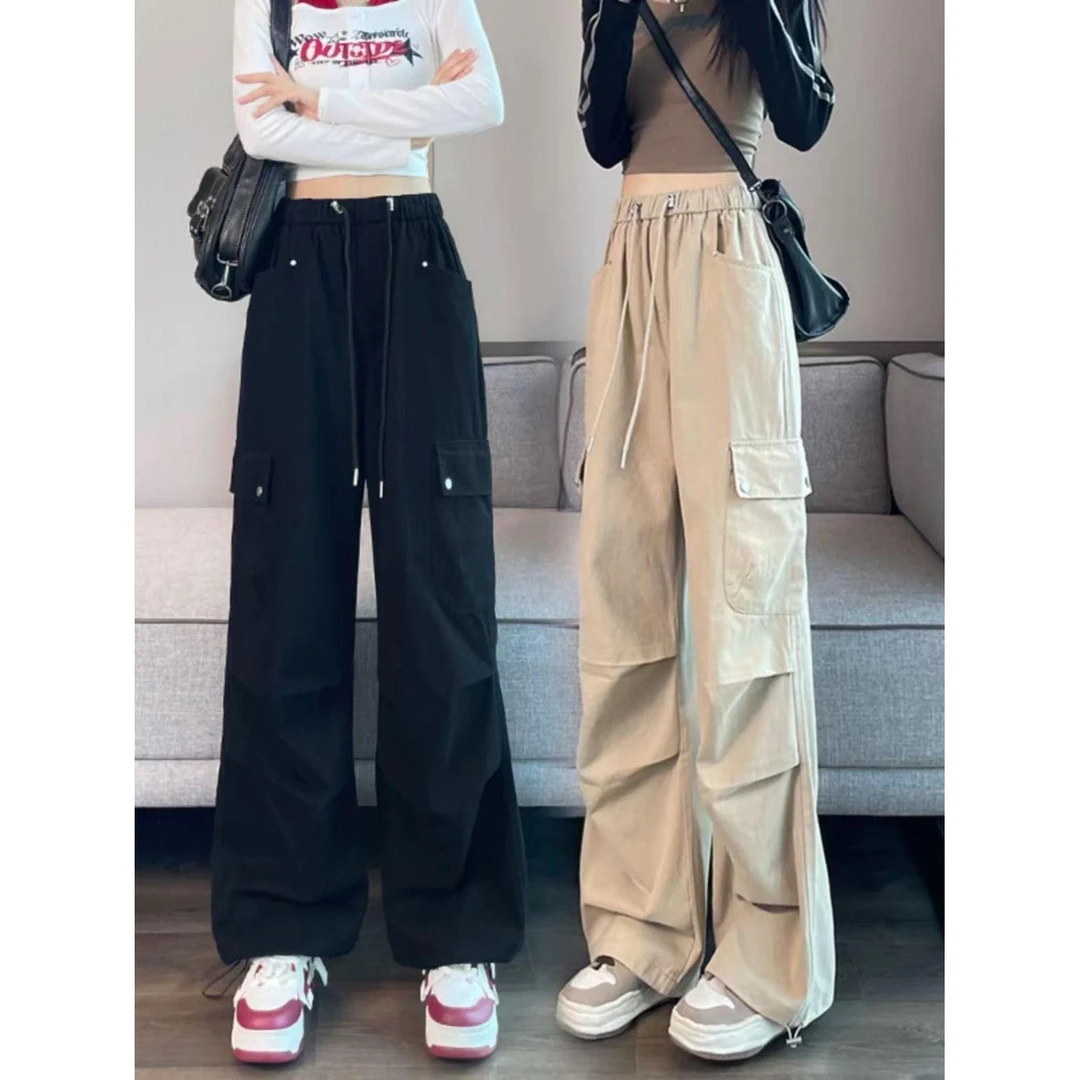 胖mm工装裤女2025新款夏季宽松直筒显瘦高腰登山冲锋裤子大码女装