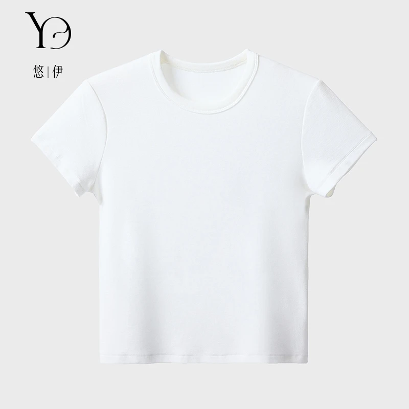 You Yi  新款女士圆领短袖亲肤内搭纯色T恤 T53042