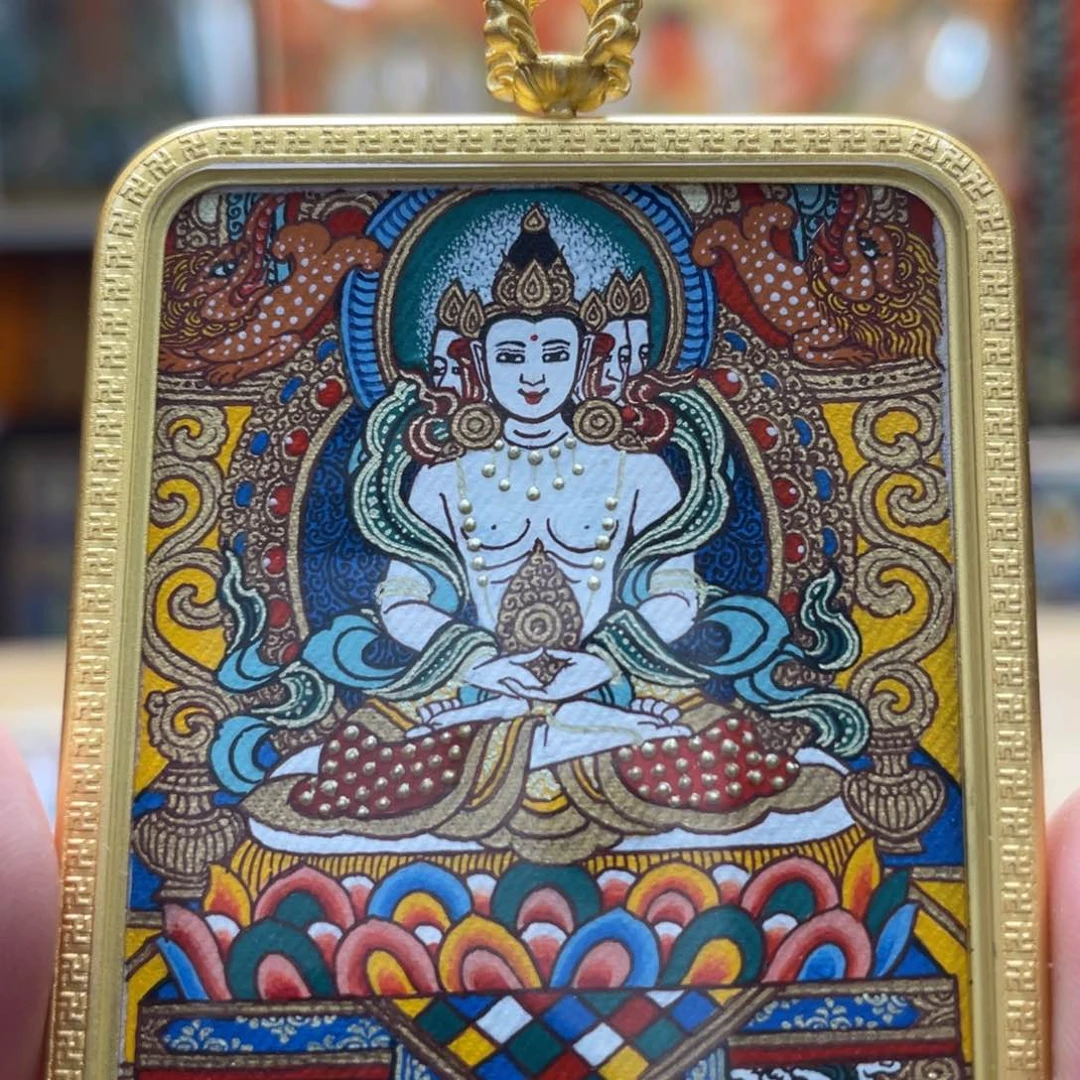 境***转吊坠热贡纯手绘唐卡大日