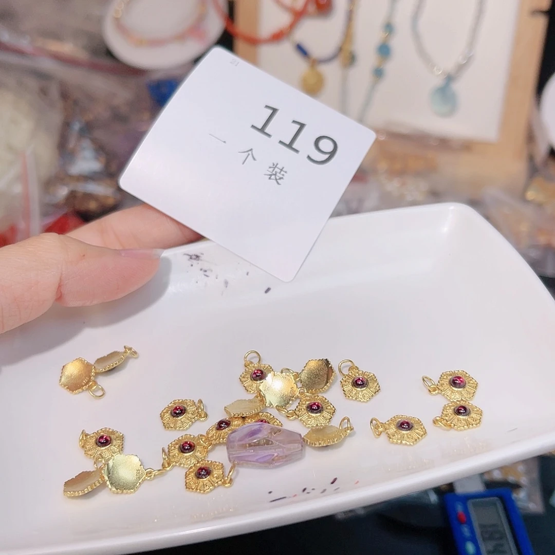 水晶珠宝半成品银S925镀金镶嵌119