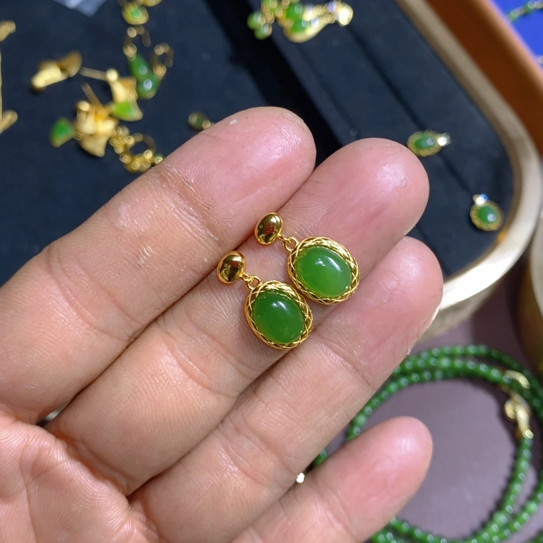 和田玉（碧玉）颈饰银S925镶嵌