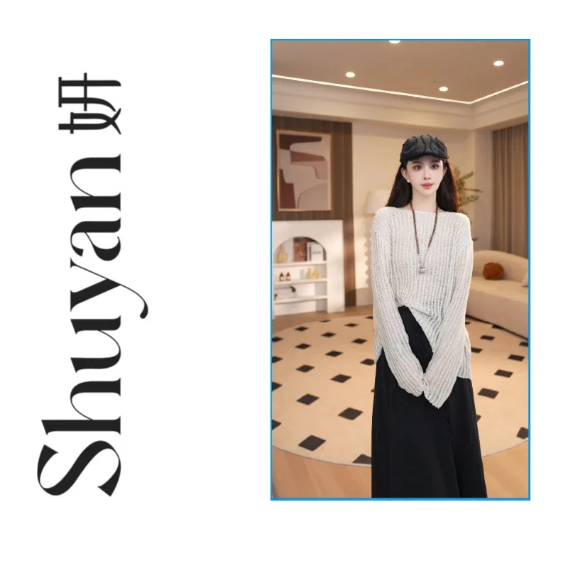 Shuyan妍【竖条女王Tee】竖条天丝亚麻混纺三色夏季显瘦上衣639234