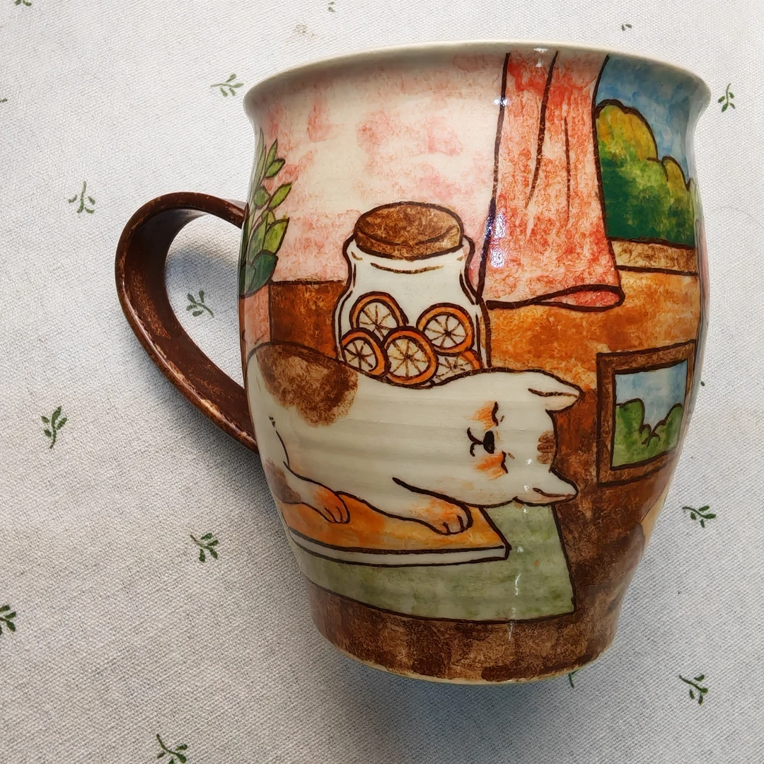 高温瓷器釉下彩觀也手绘马克杯