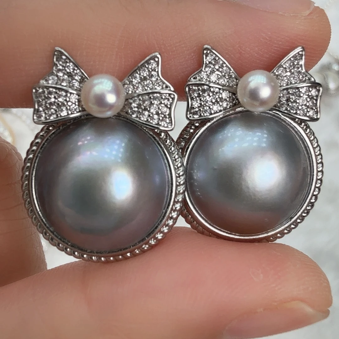 拼合珍珠（马贝珠）耳饰未镶嵌