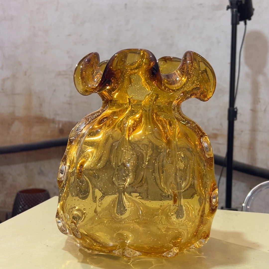 弘扬琉璃花器微瑕高度25