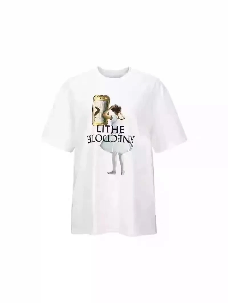 【YCH】25早春新品宽松油画芭蕾舞裙印花短袖T恤