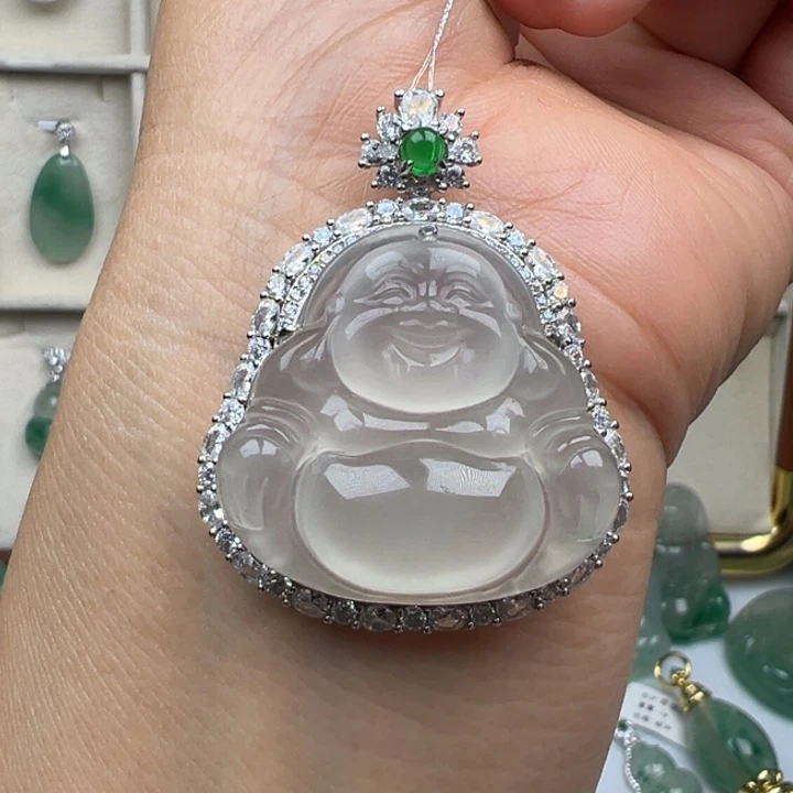 石英质玉银S925镀金镶嵌颈饰