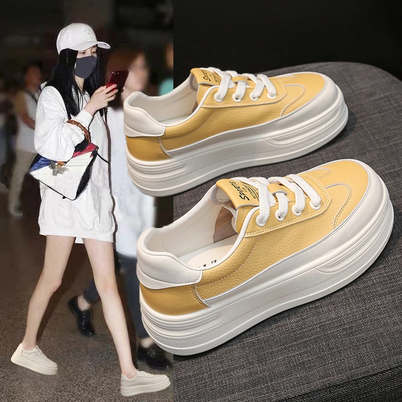 女士春秋板鞋厚底增高时尚休闲鞋2025韩版低帮女鞋百搭休闲健身鞋