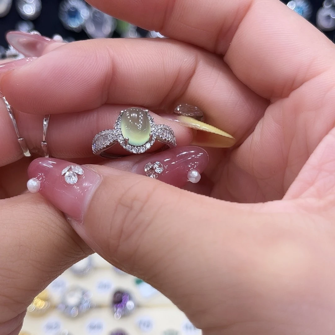 岫玉银S925镶嵌吊坠大*豪戒指