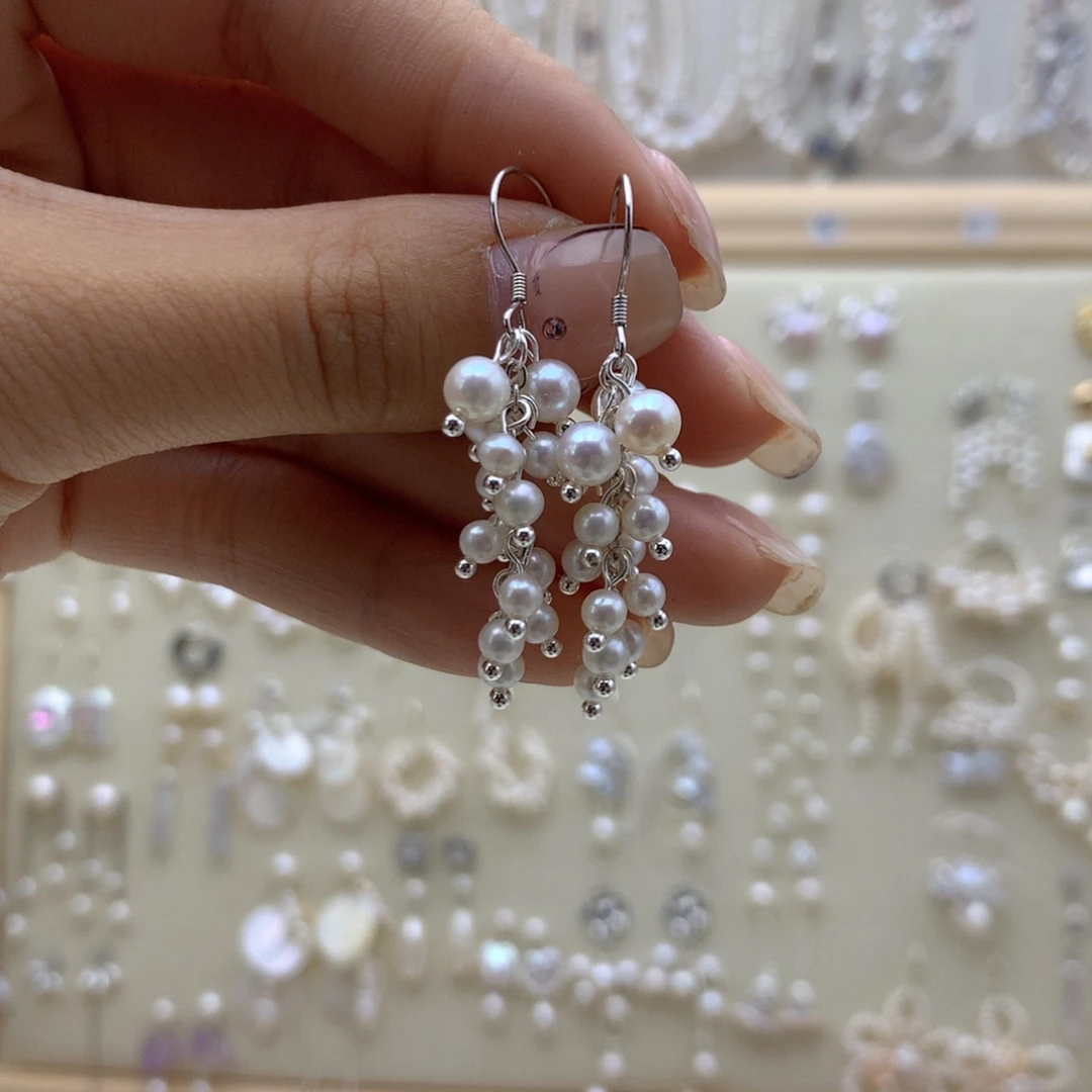 银S925镶嵌淡水珍珠耳饰
