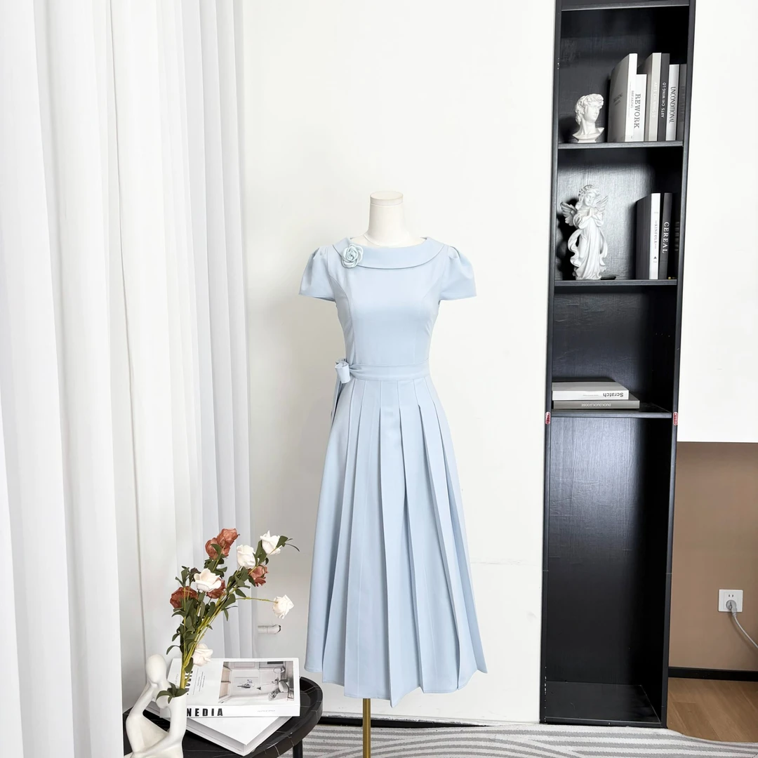 拉夏贝尔2025年夏季新款法式名媛修身气质百搭连衣裙 15470 JCK