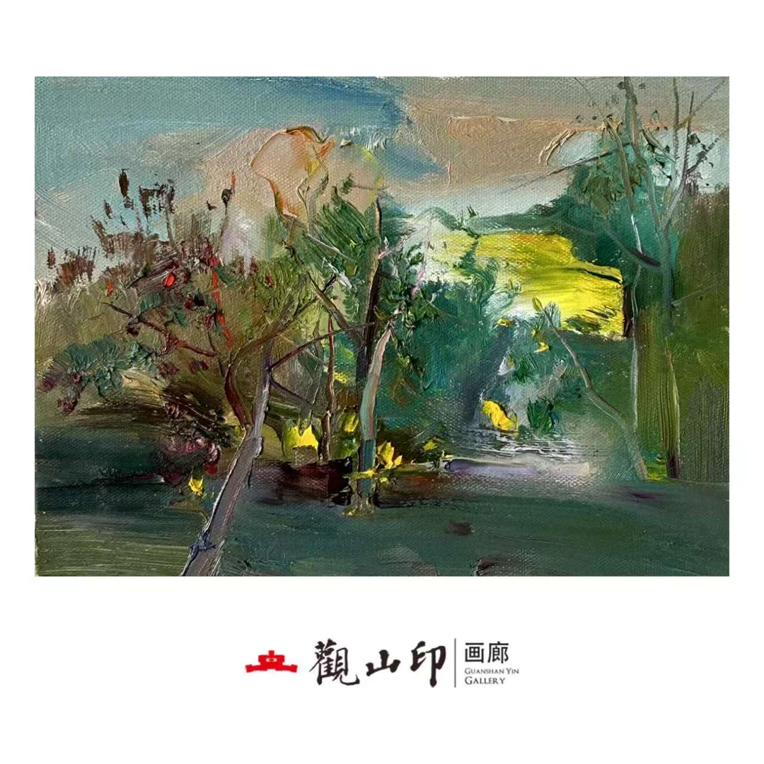 L原创手绘风景油画33.1x24cm丛林作品4202