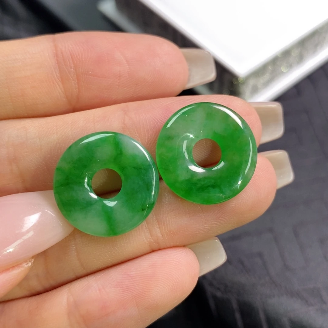 未镶嵌翡翠耳饰飘花甜甜圈