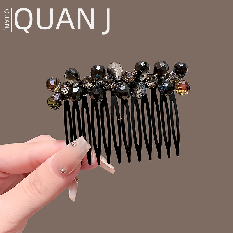 2025秋冬新款手工穿线水晶发梳女高级感精致高颅顶防滑发饰