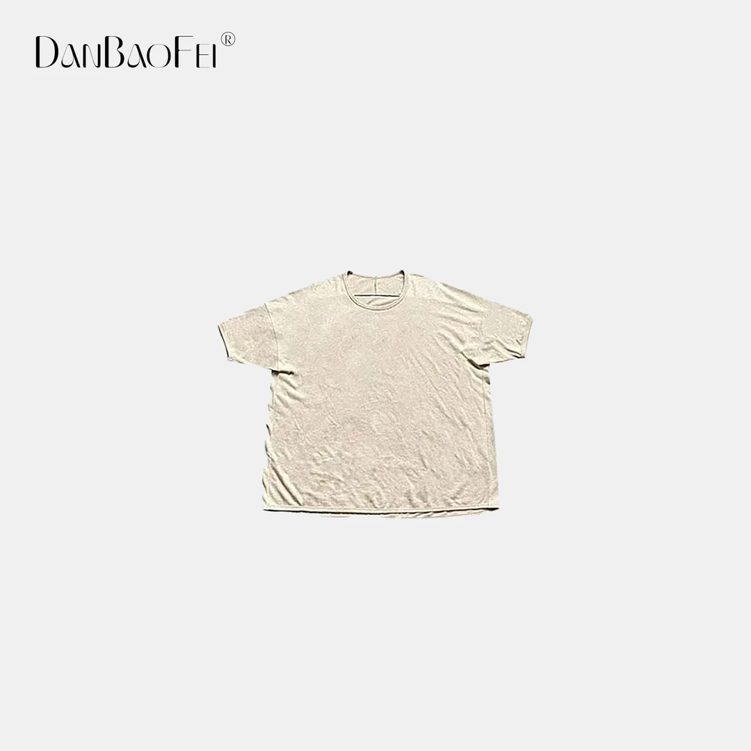 【柠檬】 短袖宽松廓形休闲百搭圆领燕麦色棉麻T恤 YLM00131