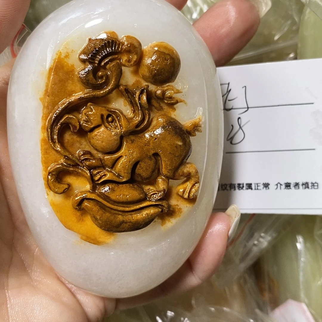 石材老*古青石手把件
