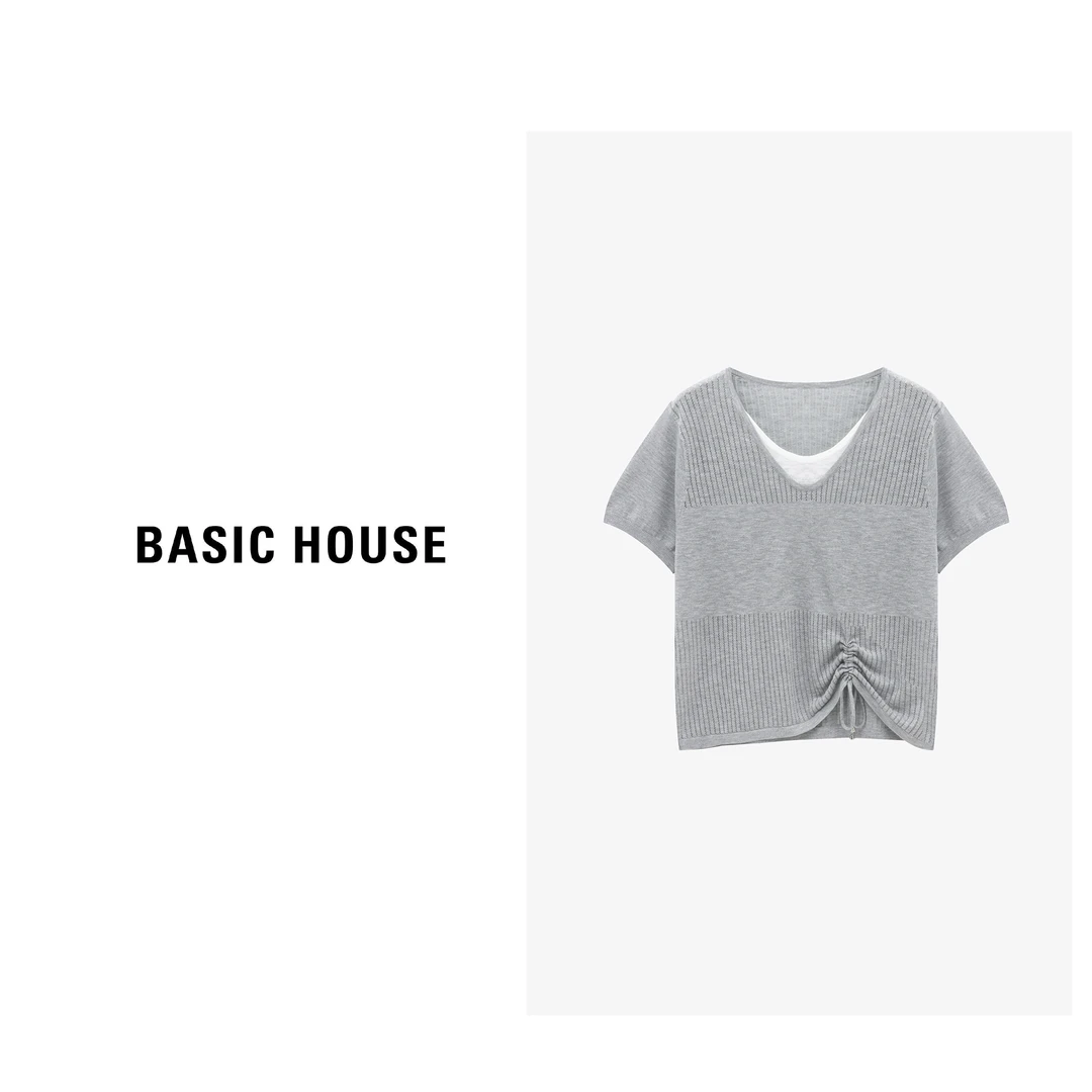 Basic House/百家好夏季女韩系ins纯欲慵懒风针织衫-B0625B5AMC2