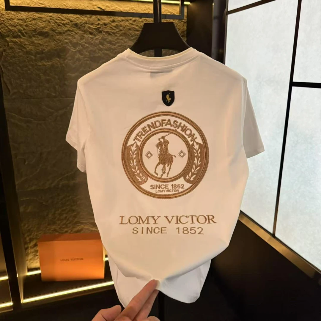 2025春夏新款休闲时尚舒适潮流男装百搭短袖网红圆领个性-k235