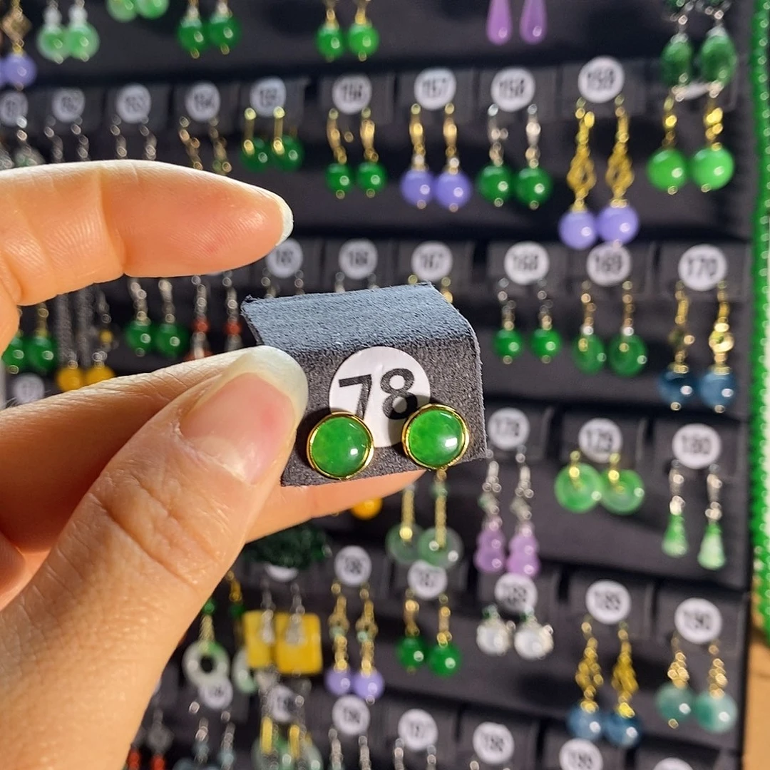 银S925镶嵌翡翠耳饰78