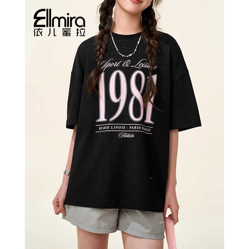 9092女童短袖t恤大版T夏季上衣宽松圆领2025新款大童洋气薄潮流