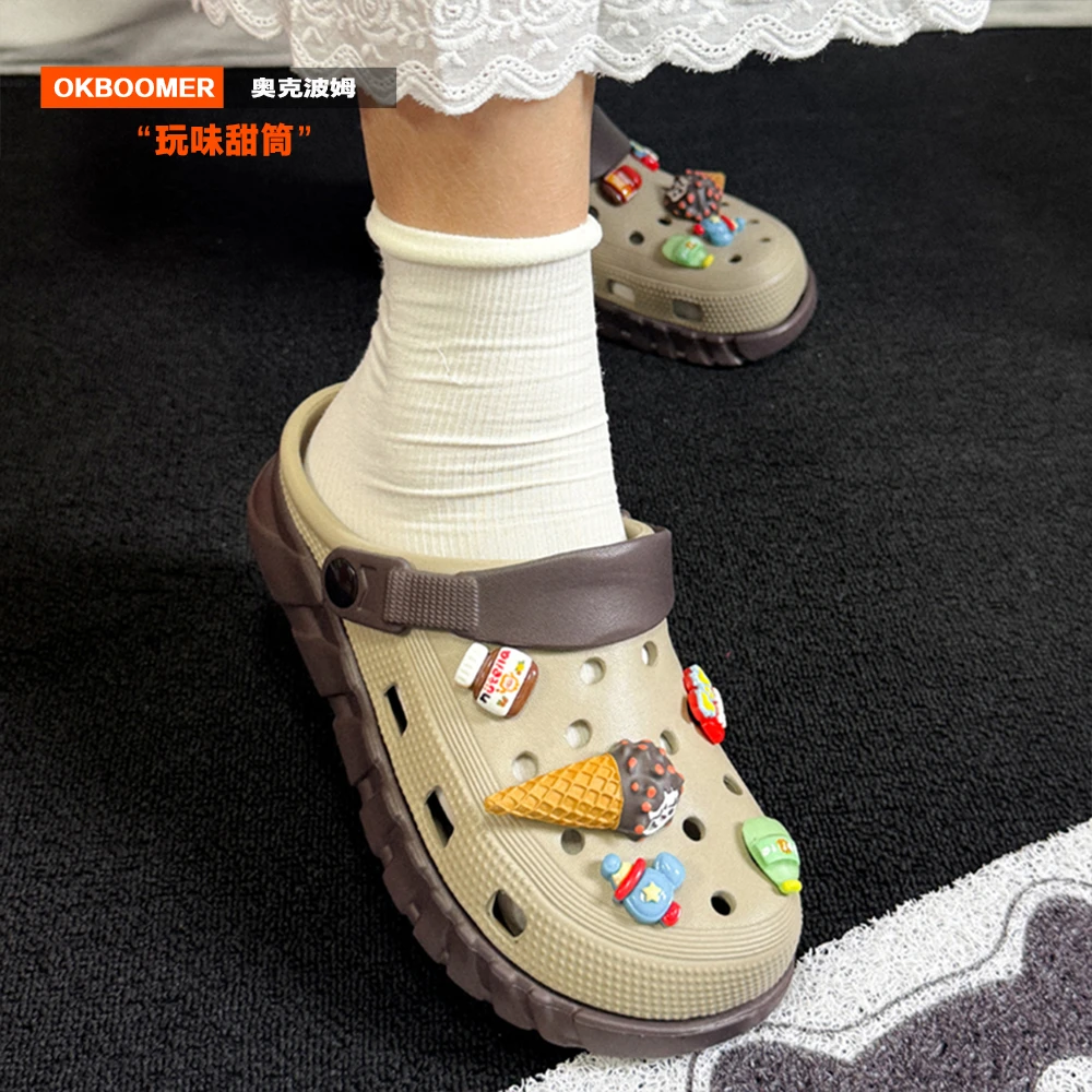 OKBOOMER玩味甜筒洞洞鞋创意小众新款情侣夏季时尚个性卡通凉拖