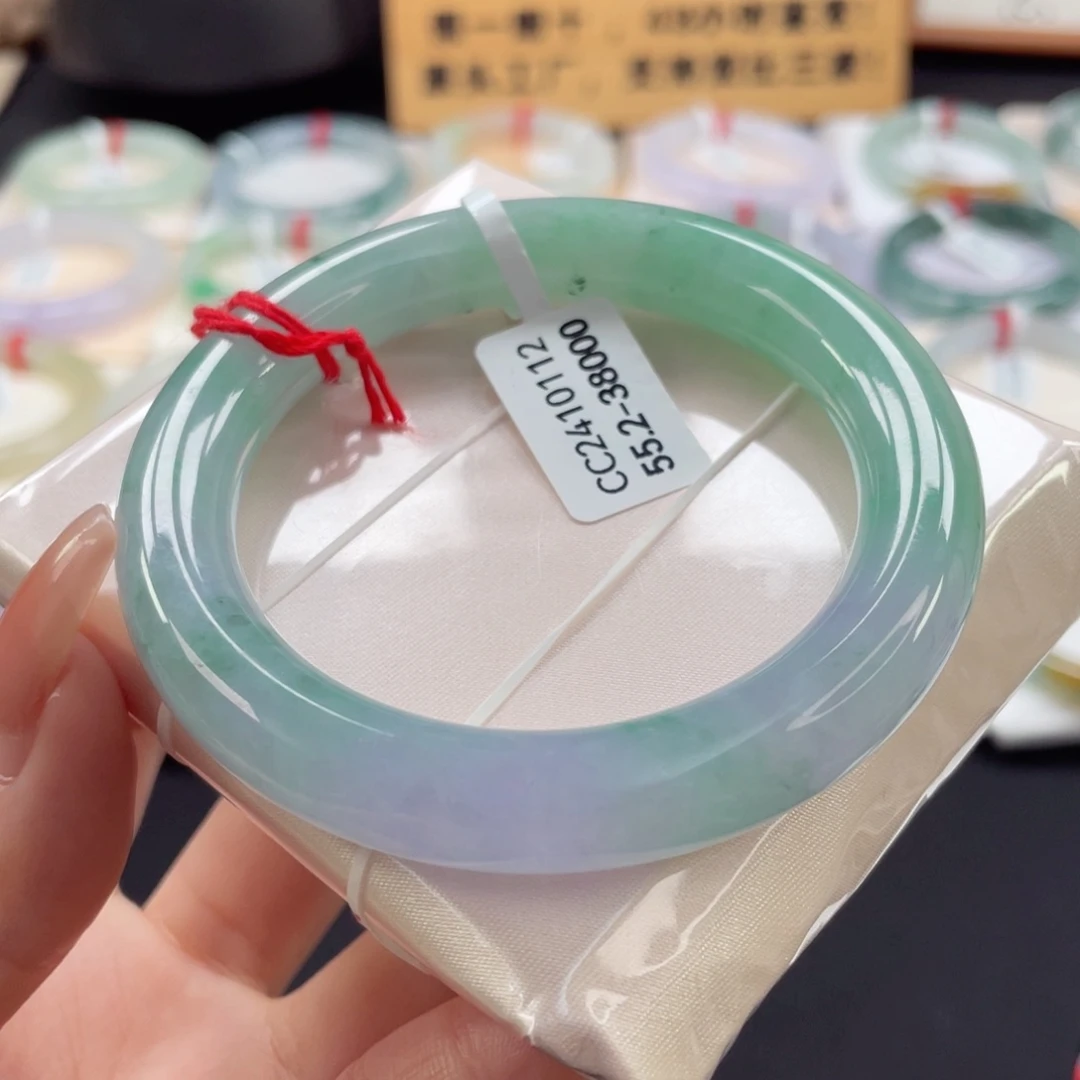 未镶嵌手镯翡翠55.2桃花源姹紫嫣红高色春彩17号